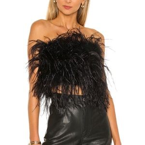 LAMARQUE Zaina Black Feather Top